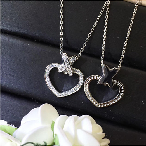 Women's Clear AAA Cubic Zirconia Pendant Necklace Classic Heart Dainty Simple Elegant Korean Brass Silver 50 cm Necklace Jewelry 1pc For Party Evening Prom Beach Festival 
Women's Clear AAA Cubic Zirconia Pendant Necklace Classic Heart Dainty Simple Elegant Korean Brass Silver 50 cm Necklace Jewelry 1pc For Party Evening Prom Beach Festival
