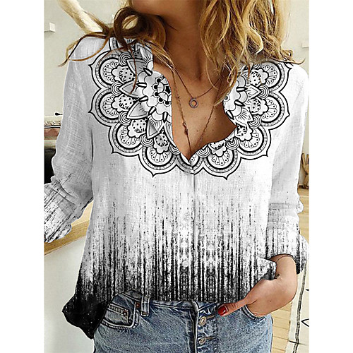 Women's Blouse Shirt Graphic Color Block Long Sleeve Button Print Shirt Collar Casual Streetwear Tops White
Women's Blouse Shirt Graphic Color Block Long Sleeve Button Print Shirt Collar Casual Streetwear Tops White