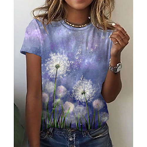 Women's Floral Theme Abstract Painting T shirt Floral Dandelion Print Round Neck Basic Tops Blue Purple
Women's Floral Theme Abstract Painting T shirt Floral Dandelion Print Round Neck Basic Tops Blue Purple