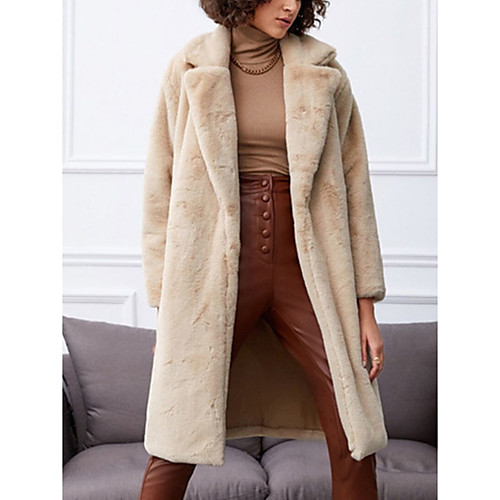 Women's Faux Fur Coat Daily Winter Long Coat Regular Fit Casual Jacket Long Sleeve Solid Colored Fur Trim Brown 
Women's Faux Fur Coat Daily Winter Long Coat Regular Fit Casual Jacket Long Sleeve Solid Colored Fur Trim Brown