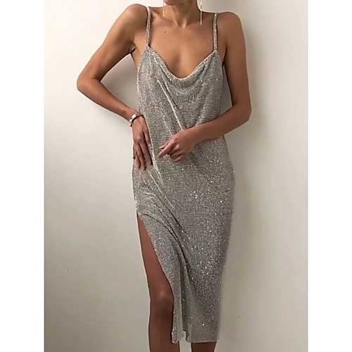Women's Strap Dress Midi Dress Gray Sleeveless Solid Color Sequins Spring Summer Sexy 2021 S M L XL XXL
Women's Strap Dress Midi Dress Gray Sleeveless Solid Color Sequins Spring Summer Sexy 2021 S M L XL XXL