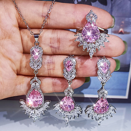 Women's Clear Pink Cubic Zirconia Jewelry Set Bridal Jewelry Sets Briolette Floral Theme Luxury Elegant European Sweet Earrings Jewelry Silver For Wedding Anniversary Party Evening Gift 1 set
Women's Clear Pink Cubic Zirconia Jewelry Set Bridal Jewelry Sets Briolette Floral Theme Luxury Elegant European Sweet Earrings Jewelry Silver For Wedding Anniversary Party Evening Gift 1 set
