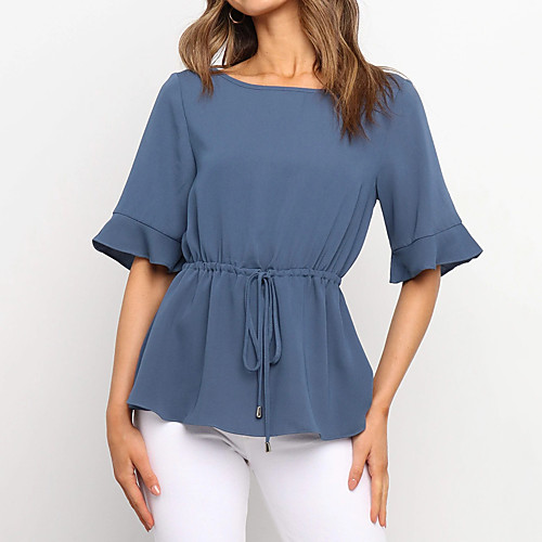 Women's Blouse Shirt Color Block Drawstring Round Neck Basic Streetwear Tops Blue
Women's Blouse Shirt Color Block Drawstring Round Neck Basic Streetwear Tops Blue
