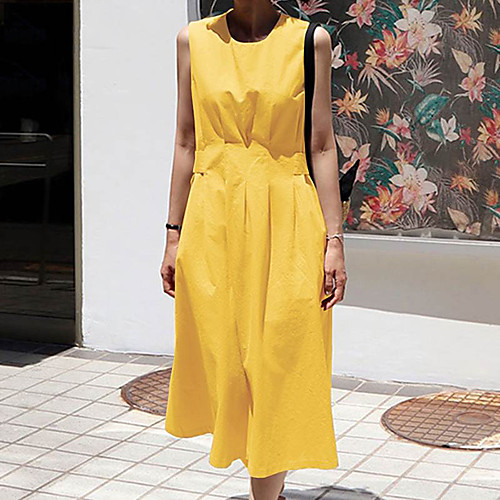 Women's A Line Dress Maxi long Dress Yellow khaki Black Sleeveless Solid Color Summer Casual 2021 S M L XL XXL
Women's A Line Dress Maxi long Dress Yellow khaki Black Sleeveless Solid Color Summer Casual 2021 S M L XL XXL