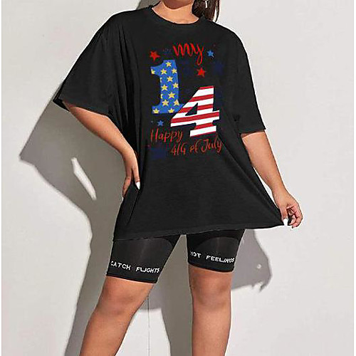 Women's Plus Size Tops T shirt Graphic Flag Short Sleeve Round Neck Purple Black Big Size L XL XXL XXXL 4XL
Women's Plus Size Tops T shirt Graphic Flag Short Sleeve Round Neck Purple Black Big Size L XL XXL XXXL 4XL