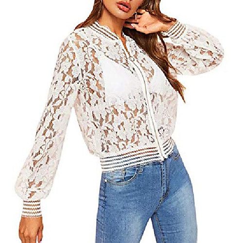 women's see through long sleeve floral lace zip up bomber jacket blazer x-large white
women's see through long sleeve floral lace zip up bomber jacket blazer x-large white