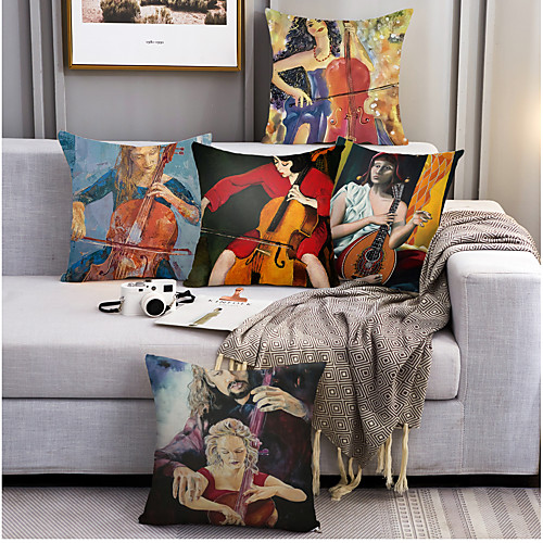Oil Painting Style Double Side Cushion Cover 5PC Soft Decorative Square Throw Pillow Cover Cushion Case Pillowcase for Bedroom Livingroom Superior Quality Machine Washable Outdoor Cushion for Sofa Couch Bed Chair Vintage Musician
Oil Painting Style Double Side Cushion Cover 5PC Soft Decorative Square Throw Pillow Cover Cushion Case Pillowcase for Bedroom Livingroom Superior Quality Machine Washable Outdoor Cushion for Sofa Couch Bed Chair Vintage Musician