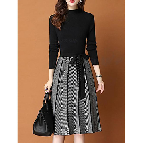 Women's Swing Dress Midi Dress Blue Black Apricot Long Sleeve Stripes Spring Summer High Neck Elegant 2021 S M L XL XXL XXXL
Women's Swing Dress Midi Dress Blue Black Apricot Long Sleeve Stripes Spring Summer High Neck Elegant 2021 S M L XL XXL XXXL