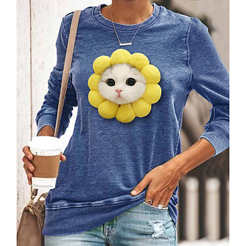 Women's 3D Cat Painting T shirt Cat 3D Animal Long Sleeve Print Round Neck Basic Tops Cotton Blue Yellow Gray
Women's 3D Cat Painting T shirt Cat 3D Animal Long Sleeve Print Round Neck Basic Tops Cotton Blue Yellow Gray