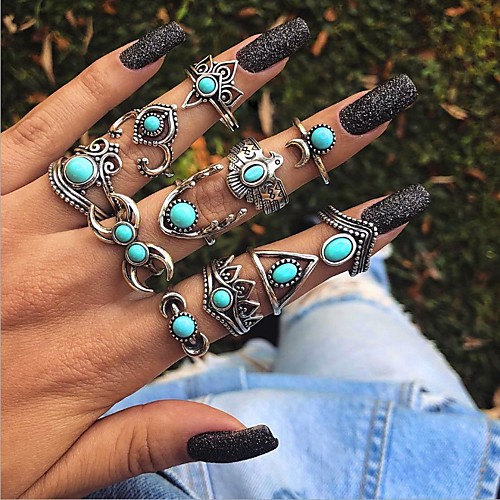 Women's Green Turquoise Ring Set Vintage Style Moon Owl Crown Stylish Unique Design Ethnic European Trendy Earrings Jewelry Silver For Christmas Party Evening Street Gift Festival
Women's Green Turquoise Ring Set Vintage Style Moon Owl Crown Stylish Unique Design Ethnic European Trendy Earrings Jewelry Silver For Christmas Party Evening Street Gift Festival