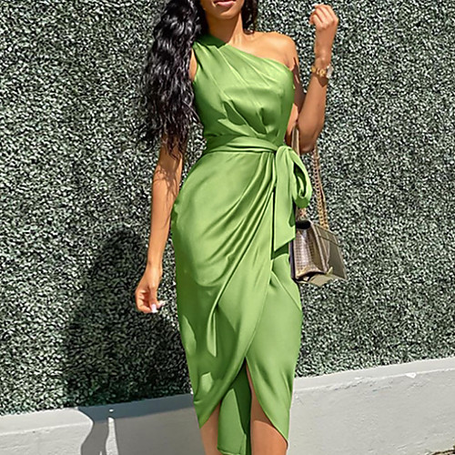 Women's Wrap Dress Midi Dress Army Green Sleeveless Solid Color Lace up Spring Summer One Shoulder Stylish Hot Sexy 2021 S M L XL
Women's Wrap Dress Midi Dress Army Green Sleeveless Solid Color Lace up Spring Summer One Shoulder Stylish Hot Sexy 2021 S M L XL