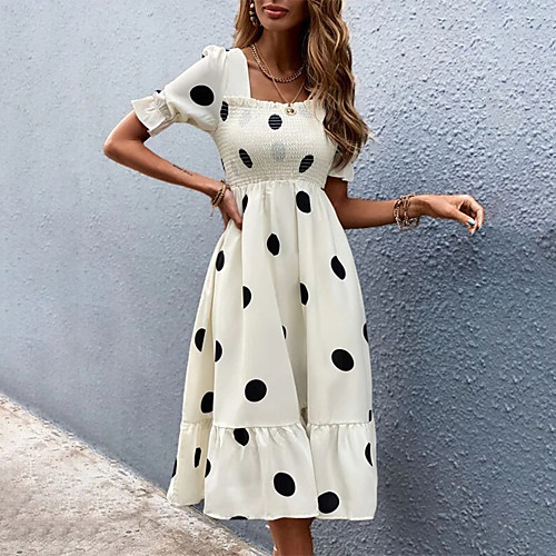 Women's A Line Dress Midi Dress White Black Short Sleeve Dot Summer Casual 2021 S M L
Women's A Line Dress Midi Dress White Black Short Sleeve Dot Summer Casual 2021 S M L