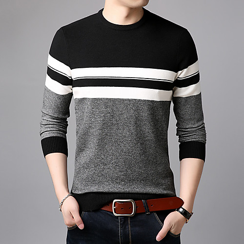 Men's Stylish Vintage Style Knitted Color Block Pullover Sweater Long Sleeve Sweater Cardigans Crew Neck Fall Winter Black Brown
Men's Stylish Vintage Style Knitted Color Block Pullover Sweater Long Sleeve Sweater Cardigans Crew Neck Fall Winter Black Brown