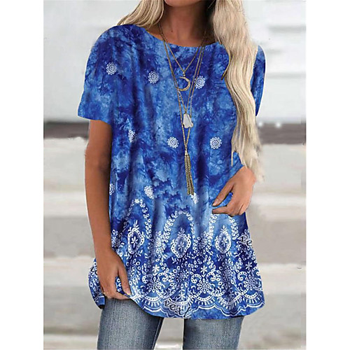 Women's T Shirt Dress Tee Dress Short Mini Dress Blue Half Sleeve Floral Print Fall Summer Round Neck Casual 2021 S M L XL XXL 3XL
Women's T Shirt Dress Tee Dress Short Mini Dress Blue Half Sleeve Floral Print Fall Summer Round Neck Casual 2021 S M L XL XXL 3XL