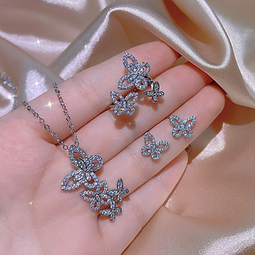 Women's Silver Cubic Zirconia Jewelry Set Bridal Jewelry Sets Geometrical Butterfly Dainty Fashion Korean Cute Earrings Jewelry Silver For Party Evening Festival 1 set
Women's Silver Cubic Zirconia Jewelry Set Bridal Jewelry Sets Geometrical Butterfly Dainty Fashion Korean Cute Earrings Jewelry Silver For Party Evening Festival 1 set