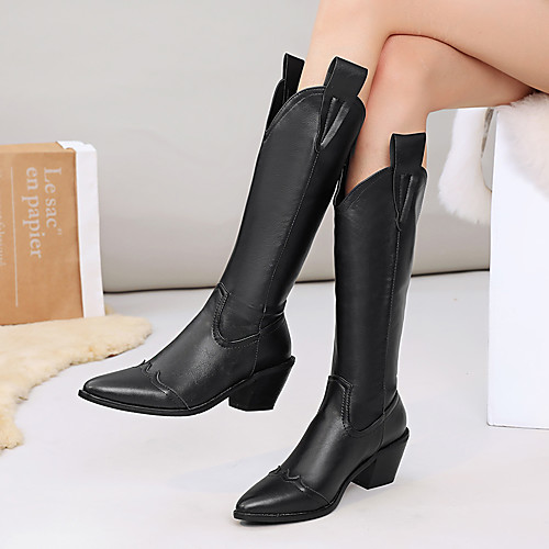 Women's Boots Cuban Heel Pointed Toe Knee High Boots Mid Calf Boots PU Solid Colored Almond Black Brown
Women's Boots Cuban Heel Pointed Toe Knee High Boots Mid Calf Boots PU Solid Colored Almond Black Brown