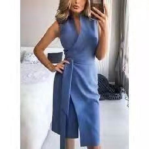 Women's Sheath Dress Knee Length Dress Blue Sleeveless Solid Color Spring Summer Casual Chunky Sneakers S M L XL XXL XXXL
Women's Sheath Dress Knee Length Dress Blue Sleeveless Solid Color Spring Summer Casual Chunky Sneakers S M L XL XXL XXXL