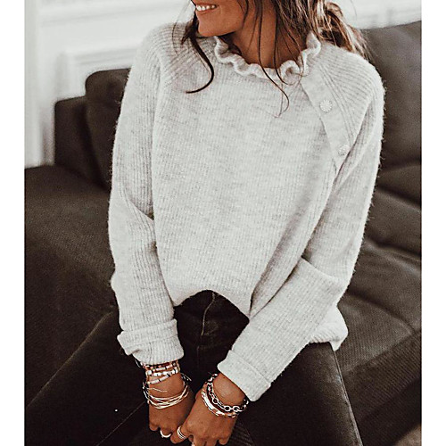 Women's Casual Solid Color Pullover Long Sleeve Sweater Cardigans High Neck Fall Spring Pink apricot White Light Gray
Women's Casual Solid Color Pullover Long Sleeve Sweater Cardigans High Neck Fall Spring Pink apricot White Light Gray
