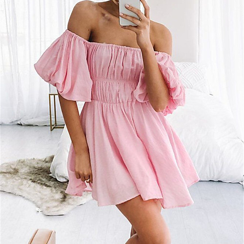 Women's Swing Dress Short Mini Dress Blushing Pink Sky Blue White Red Short Sleeve Solid Color Ruched Spring Summer Off Shoulder Casual Sexy 2021 S M L XL XXL XXXL
Women's Swing Dress Short Mini Dress Blushing Pink Sky Blue White Red Short Sleeve Solid Color Ruched Spring Summer Off Shoulder Casual Sexy 2021 S M L XL XXL XXXL