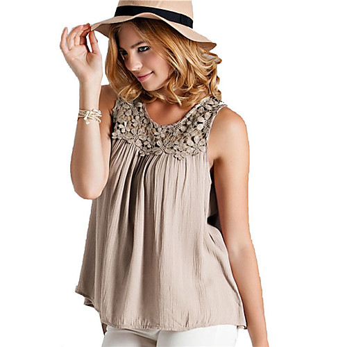 Women's Holiday Tank Top Vest Plain Lace Patchwork Flowing tunic Round Neck Basic Streetwear Boho Tops Cotton Khaki Black
Women's Holiday Tank Top Vest Plain Lace Patchwork Flowing tunic Round Neck Basic Streetwear Boho Tops Cotton Khaki Black