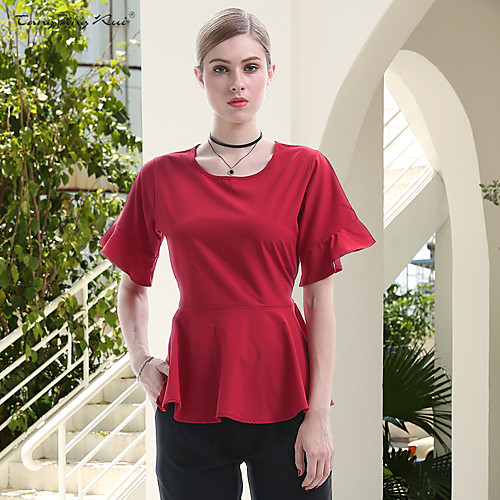Women's Blouse Shirt Plain Ruffle Round Neck Basic Streetwear Tops Yellow Green Red
Women's Blouse Shirt Plain Ruffle Round Neck Basic Streetwear Tops Yellow Green Red