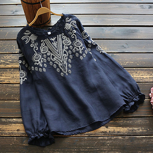 Women's Plus Size Tops Tunic Blouse Floral Embroidered Long Sleeve Crewneck Streetwear Fall Summer White Navy Blue Big Size L XL XXL 3XL 4XL
Women's Plus Size Tops Tunic Blouse Floral Embroidered Long Sleeve Crewneck Streetwear Fall Summer White Navy Blue Big Size L XL XXL 3XL 4XL