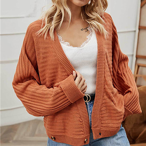 Women's Stylish Knitted Solid Color Cardigan Sweater Long Sleeve Sweater Cardigans V Neck Fall Winter Orange
Women's Stylish Knitted Solid Color Cardigan Sweater Long Sleeve Sweater Cardigans V Neck Fall Winter Orange