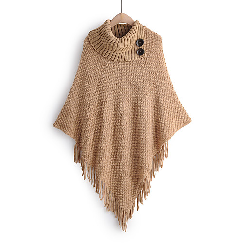 Women's Stylish Solid Color Cloak / Capes Long Sleeve Sweater Cardigans Turtleneck Fall Spring Wine Khaki Black
Women's Stylish Solid Color Cloak / Capes Long Sleeve Sweater Cardigans Turtleneck Fall Spring Wine Khaki Black