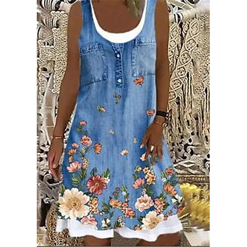 Women's A Line Dress Knee Length Dress Blushing Pink Khaki White Light Blue Sleeveless Floral Print Summer Round Neck Casual 2021 XS S M L XL
Women's A Line Dress Knee Length Dress Blushing Pink Khaki White Light Blue Sleeveless Floral Print Summer Round Neck Casual 2021 XS S M L XL