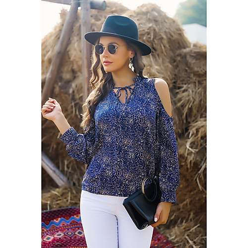Women's Blouse Shirt Polka Dot Long Sleeve Cut Out Print V Neck Basic Streetwear Tops Blue
Women's Blouse Shirt Polka Dot Long Sleeve Cut Out Print V Neck Basic Streetwear Tops Blue