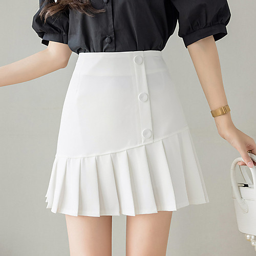 Women's Homecoming Weekend Streetwear Preppy Short Skirts Solid Colored Pleated White Black 
Women's Homecoming Weekend Streetwear Preppy Short Skirts Solid Colored Pleated White Black