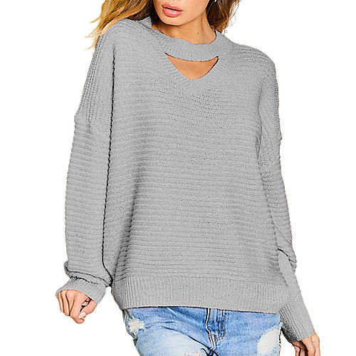 Women's Casual Hole Solid Color Pullover Sweater Long Sleeve Sweater Cardigans Round Neck Fall Spring Yellow Blushing Pink Gray
Women's Casual Hole Solid Color Pullover Sweater Long Sleeve Sweater Cardigans Round Neck Fall Spring Yellow Blushing Pink Gray