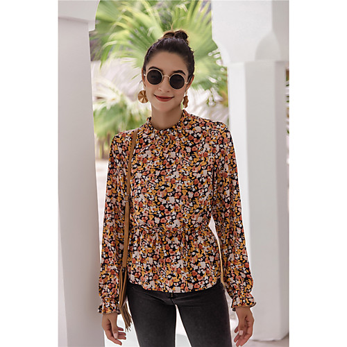 Women's Floral Theme Blouse Shirt Floral Long Sleeve Print High Neck Basic Streetwear Tops Yellow
Women's Floral Theme Blouse Shirt Floral Long Sleeve Print High Neck Basic Streetwear Tops Yellow