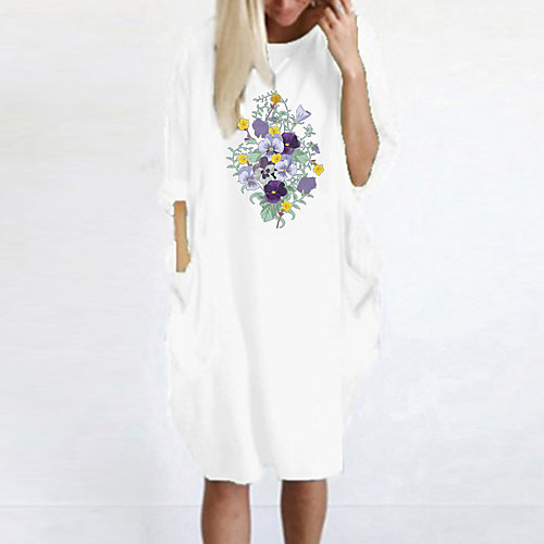 Women's T Shirt Dress Tee Dress Knee Length Dress Blue Yellow Fuchsia Gray Green White Black Long Sleeve Floral Spring Summer Round Neck Casual Oversized 2021 S M L XL XXL 3XL 4XL 5XL
Women's T Shirt Dress Tee Dress Knee Length Dress Blue Yellow Fuchsia Gray Green White Black Long Sleeve Floral Spring Summer Round Neck Casual Oversized 2021 S M L XL XXL 3XL 4XL 5XL