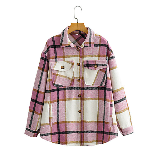 Women's Coat Causal Fall Regular Coat V Neck Standard Fit Casual Jacket Plaid / Check Modern Style Blushing Pink khaki / Holiday
Women's Coat Causal Fall Regular Coat V Neck Standard Fit Casual Jacket Plaid / Check Modern Style Blushing Pink khaki / Holiday