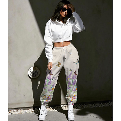 Women's Designer Streetwear Comfort Going out Weekend Jogger Pants Butterfly Flower / Floral Graphic Prints Full Length Elastic Drawstring Design Print White
Women's Designer Streetwear Comfort Going out Weekend Jogger Pants Butterfly Flower / Floral Graphic Prints Full Length Elastic Drawstring Design Print White