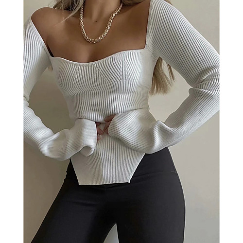 Women's Elegant Sexy Asymmetric Hem Solid Color Pullover Sweater Long Sleeve Sweater Cardigans Deep U Fall Winter White Black Apricot
Women's Elegant Sexy Asymmetric Hem Solid Color Pullover Sweater Long Sleeve Sweater Cardigans Deep U Fall Winter White Black Apricot