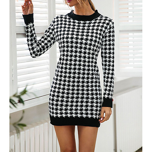Women's Wrap Dress Short Mini Dress Black Long Sleeve Houndstooth Modern Style Fall Winter Round Neck Casual 2021 One-Size
Women's Wrap Dress Short Mini Dress Black Long Sleeve Houndstooth Modern Style Fall Winter Round Neck Casual 2021 One-Size