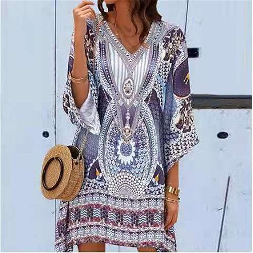Women's Loose Short Mini Dress Lavender 3/4 Length Sleeve Print Floral Print Spring Summer Casual 2021 S M L XL XXL
Women's Loose Short Mini Dress Lavender 3/4 Length Sleeve Print Floral Print Spring Summer Casual 2021 S M L XL XXL