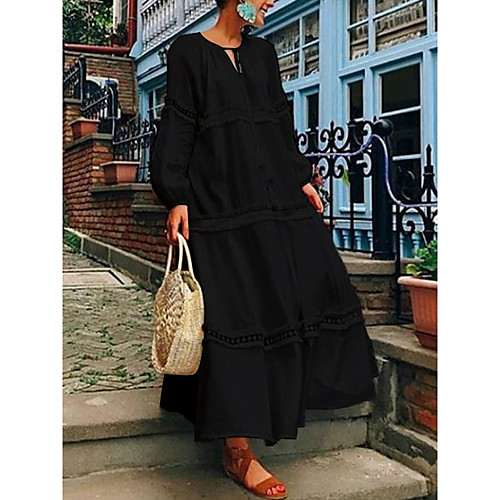 Women's Swing Dress Maxi long Dress Black Long Sleeve Solid Color Lace up Spring Summer Round Neck Casual 2021 S M L XL XXL XXXL 4XL 5XL
Women's Swing Dress Maxi long Dress Black Long Sleeve Solid Color Lace up Spring Summer Round Neck Casual 2021 S M L XL XXL XXXL 4XL 5XL