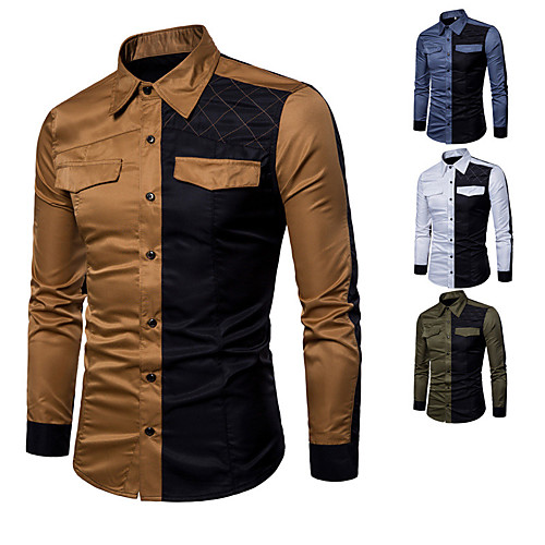 Men's Shirt Color Block Long Sleeve Casual Tops Soft Breathable Slim Fit Army Green Khaki White
Men's Shirt Color Block Long Sleeve Casual Tops Soft Breathable Slim Fit Army Green Khaki White