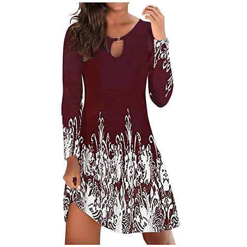 Women's A Line Dress Short Mini Dress Wine Black Navy Blue Long Sleeve Floral Print Summer Round Neck Casual 2021 S M L XL XXL 3XL 4XL 5XL
Women's A Line Dress Short Mini Dress Wine Black Navy Blue Long Sleeve Floral Print Summer Round Neck Casual 2021 S M L XL XXL 3XL 4XL 5XL