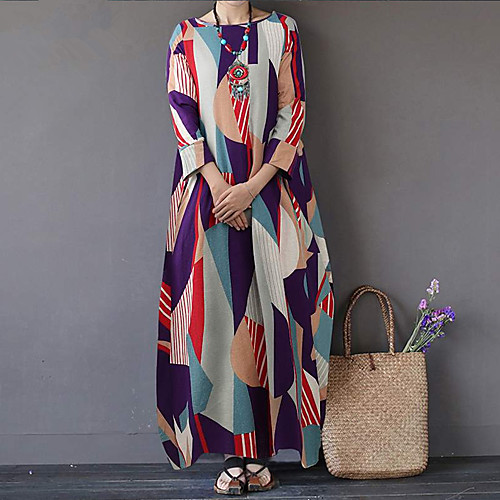 Women's Shift Dress Maxi long Dress Yellow Blushing Pink Dark Blue 3/4 Length Sleeve Geometric Abstract Print Fall Summer Round Neck Casual 2021 M L XL XXL 3XL 4XL 5XL / Cotton
Women's Shift Dress Maxi long Dress Yellow Blushing Pink Dark Blue 3/4 Length Sleeve Geometric Abstract Print Fall Summer Round Neck Casual 2021 M L XL XXL 3XL 4XL 5XL / Cotton