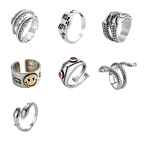 7Pcs Ring Set Frog Snake Skull Cool Punk Goth Rings Vintage Open Rings Set for Women and Men
7Pcs Ring Set Frog Snake Skull Cool Punk Goth Rings Vintage Open Rings Set for Women and Men
