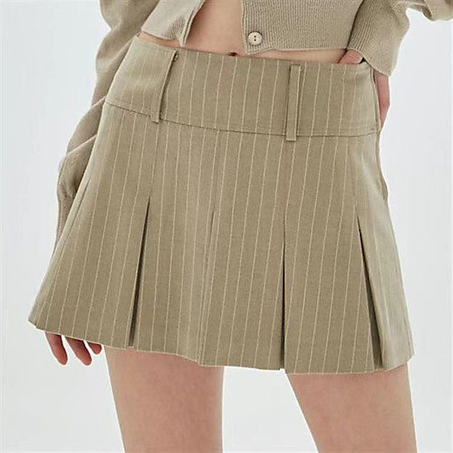 Women's Homecoming Vacation Basic Streetwear Short Skirts Striped Pleated Khaki Black
Women's Homecoming Vacation Basic Streetwear Short Skirts Striped Pleated Khaki Black