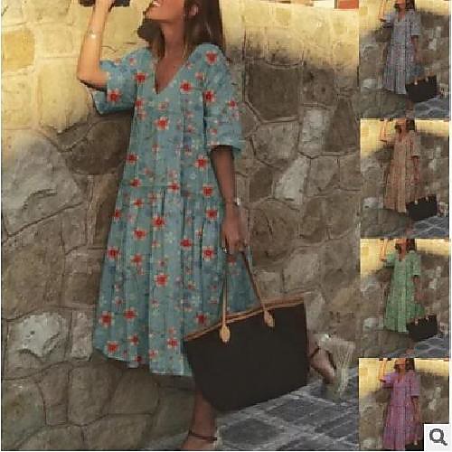 Women's A Line Dress Knee Length Dress Light Blue Purple Gray khaki Light Green Short Sleeve Floral Fall Spring V Neck Casual Loose 2021 S M L XL XXL 3XL 4XL 5XL
Women's A Line Dress Knee Length Dress Light Blue Purple Gray khaki Light Green Short Sleeve Floral Fall Spring V Neck Casual Loose 2021 S M L XL XXL 3XL 4XL 5XL