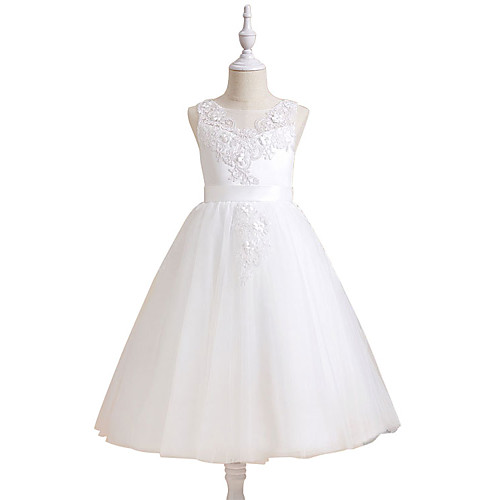 A-Line Floor Length Flower Girl Dresses Party Tulle Sleeveless Jewel Neck with Appliques
A-Line Floor Length Flower Girl Dresses Party Tulle Sleeveless Jewel Neck with Appliques