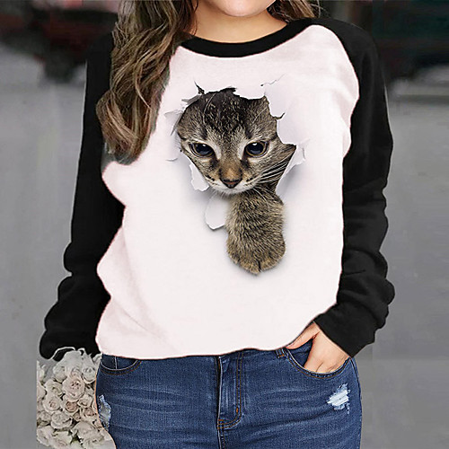 Women's Plus Size Tops Pullover Sweatshirt Cat Animal Print Long Sleeve Crewneck Basic Fall Winter Black And White Gray Light Grey Big Size L XL XXL 3XL
Women's Plus Size Tops Pullover Sweatshirt Cat Animal Print Long Sleeve Crewneck Basic Fall Winter Black And White Gray Light Grey Big Size L XL XXL 3XL