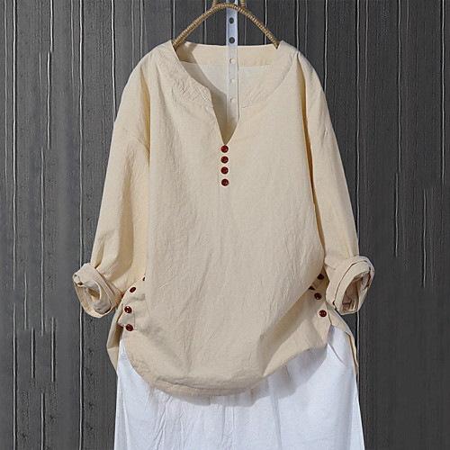 Women's Plus Size Tops T shirt Shirt Plain Button Long Sleeve V Neck Basic Fall Summer Yellow Blushing Pink Black Big Size L XL XXL 3XL 4XL
Women's Plus Size Tops T shirt Shirt Plain Button Long Sleeve V Neck Basic Fall Summer Yellow Blushing Pink Black Big Size L XL XXL 3XL 4XL
