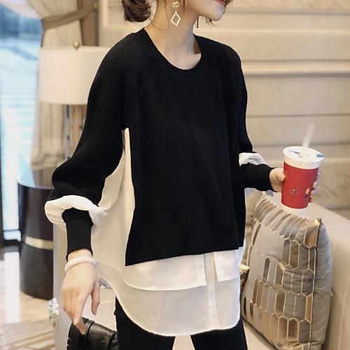 Women's Casual Pure Color Solid Color Pullover Sweater Long Sleeve Sweater Cardigans Round Neck Fall Spring Black And White Gray Black
Women's Casual Pure Color Solid Color Pullover Sweater Long Sleeve Sweater Cardigans Round Neck Fall Spring Black And White Gray Black